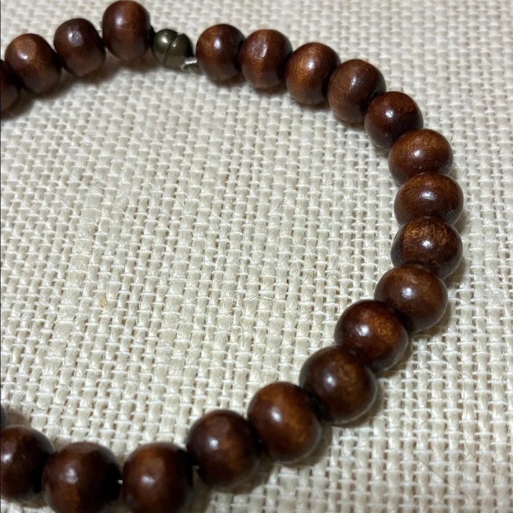 Brown Wooden Beaded magnetic clasp Bracelet